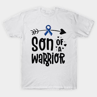 Son Of A Warrior Blue Ribbon Family Colon Cancer Awareness T-Shirt